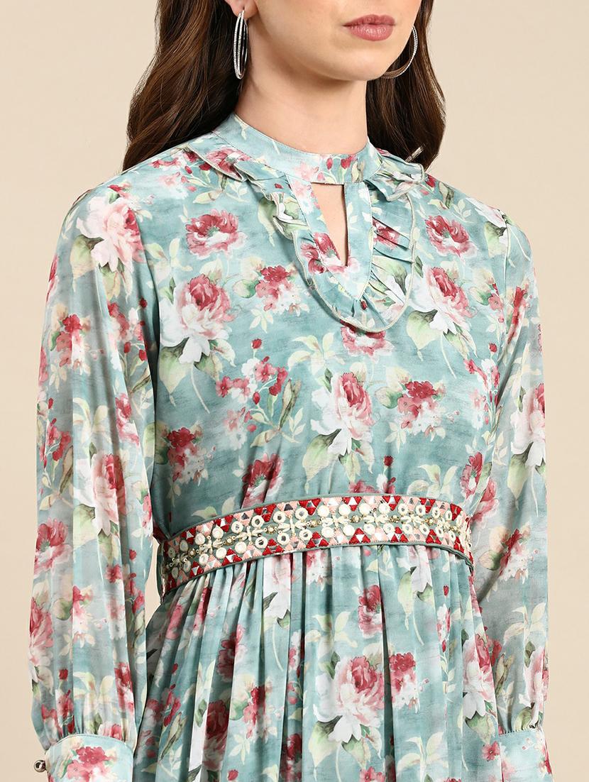 keyhole neck printed tiered dress - 19662571 - Standard Image - 5