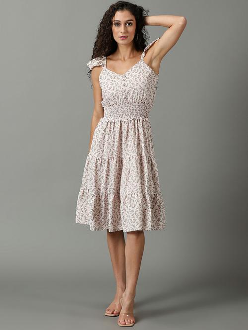 v neck printed tiered dress - 19662573 - Standard Image - 0