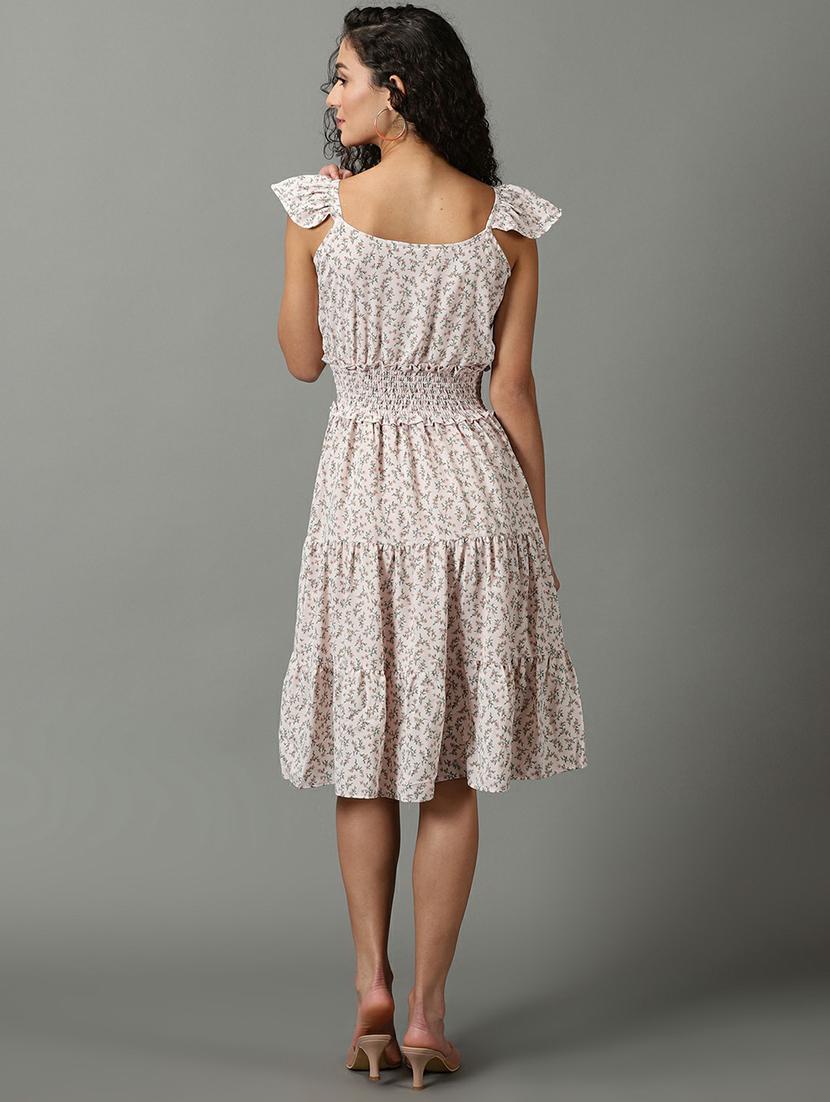 v neck printed tiered dress - 19662573 - Standard Image - 3