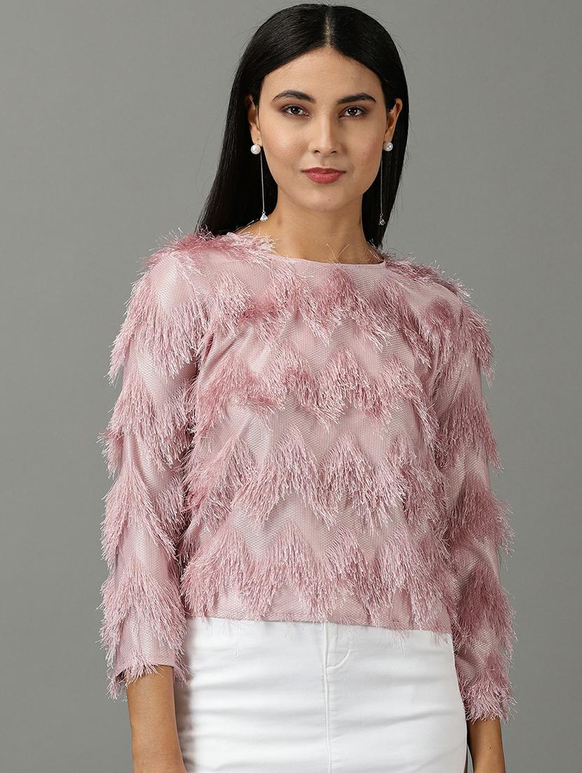 round neck self design straight top - 19662644 - Zoom Image - 0