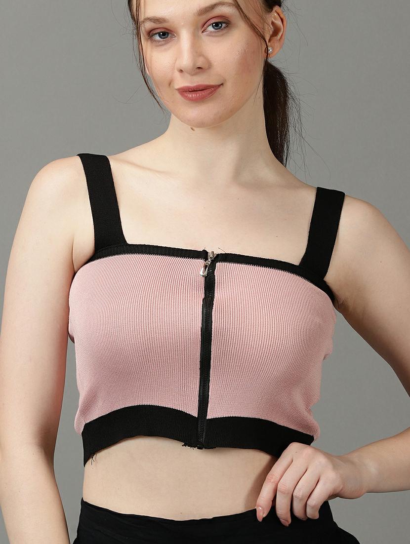 camisole neck solid crop top - 19662647 - Standard Image - 5