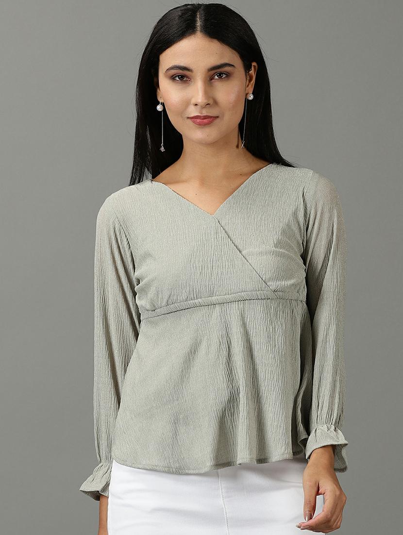 women's peplum overlap neck top - 19662659 -  Zoom Image - 0