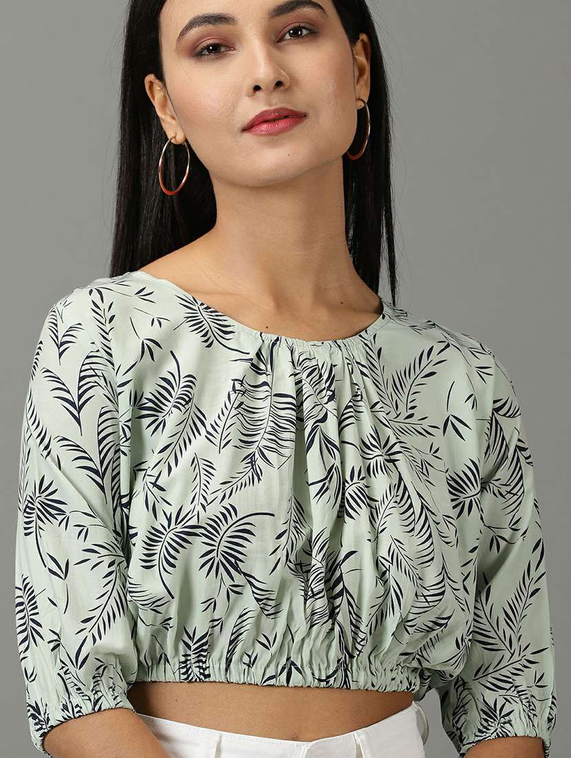 women's crop round neck top - 19662660 -  Standard Image - 5