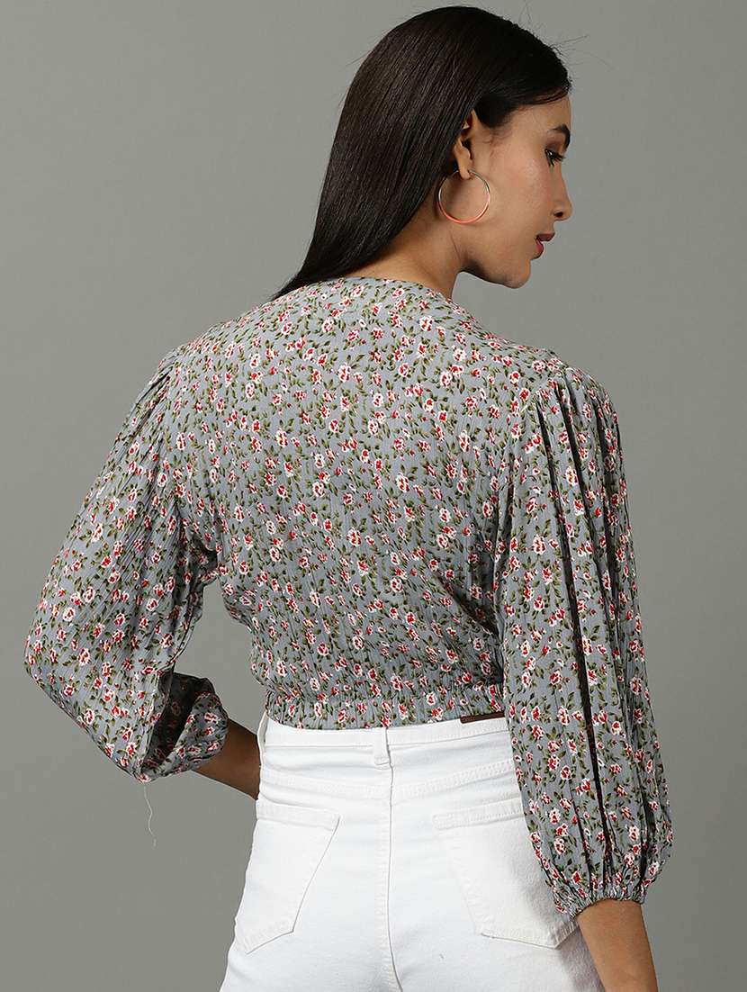 women's crop v neck top - 19662675 - Standard Image - 3