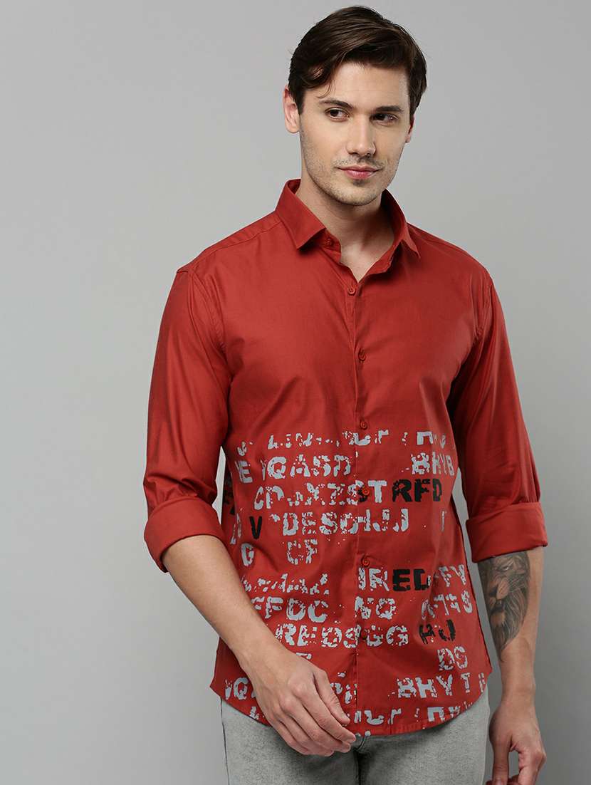 mens typography casual shirt