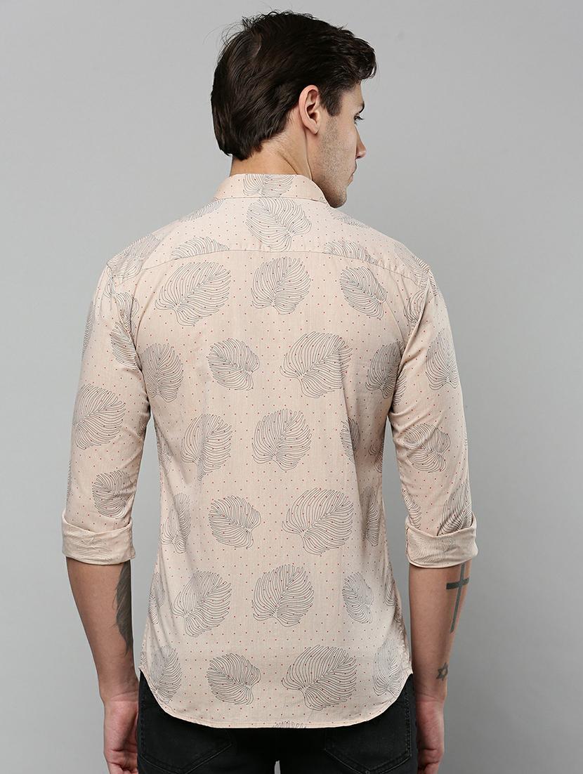 mens leaf print casual shirt - 19662786 - Standard Image - 3