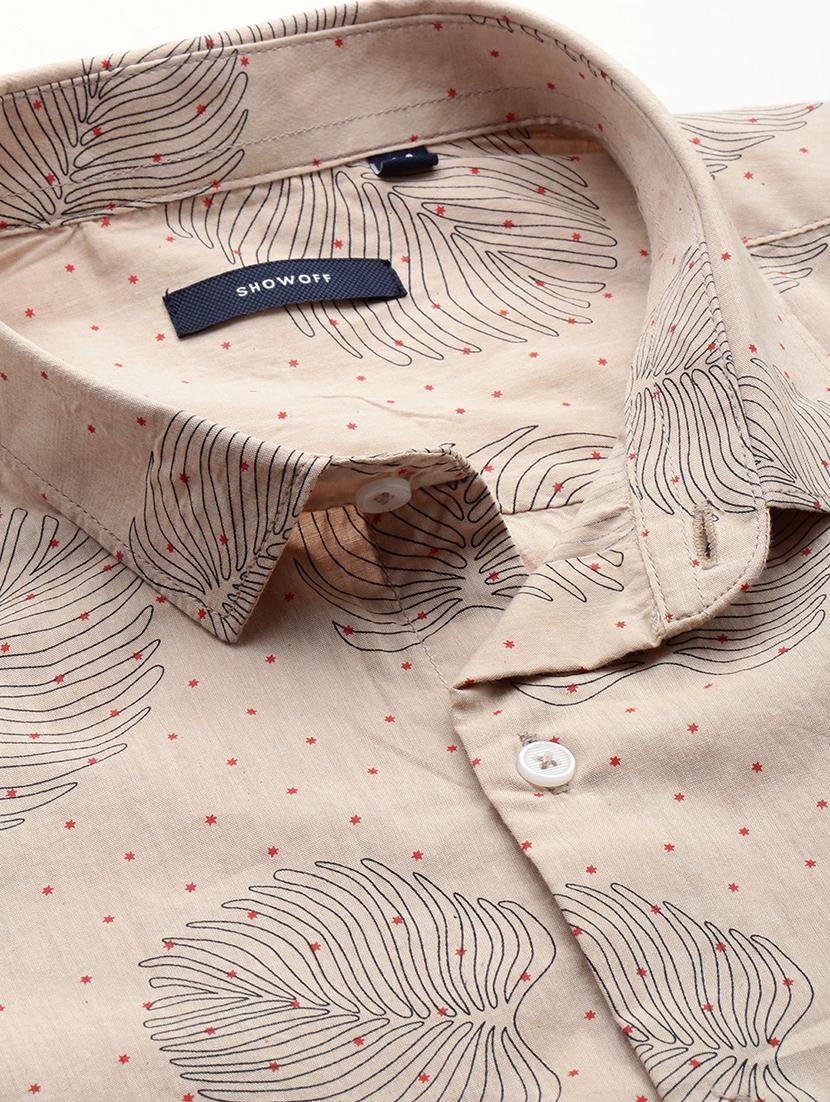 mens leaf print casual shirt - 19662786 - Standard Image - 5