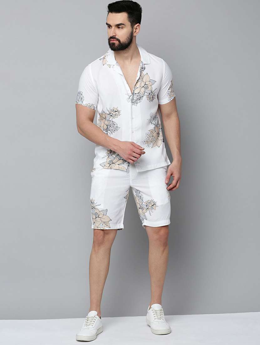 showoff men's short sleeves printed co-ords set