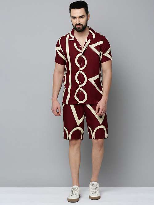 showoff men's short sleeves printed co-ords set - 19662873 - Standard Image - 0