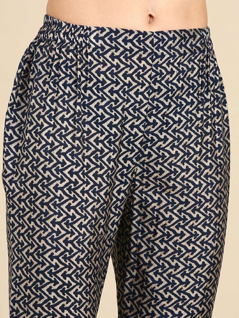 women navy blue printed kurta pant set with dupatta - 19664949 -  Standard Image - 8