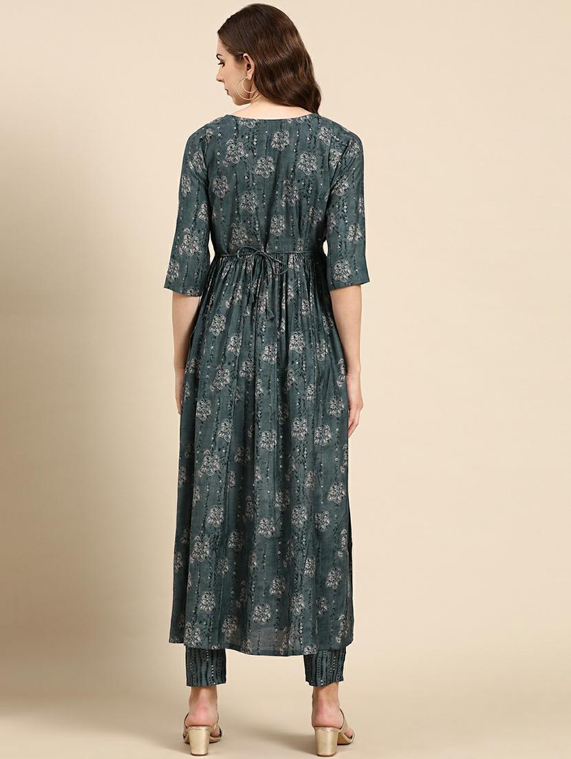 women printed round neck kurta pant set - 19664962 - Standard Image - 3