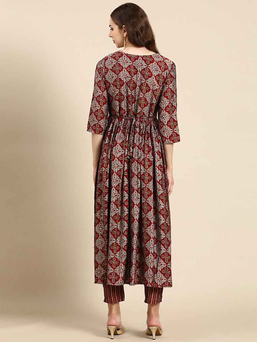 women printed round neck kurta pant set - 19664968 - Standard Image - 3