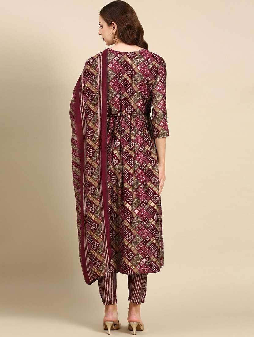 women printed round neck kurta pant set with dupatta - 19664971 - Standard Image - 3