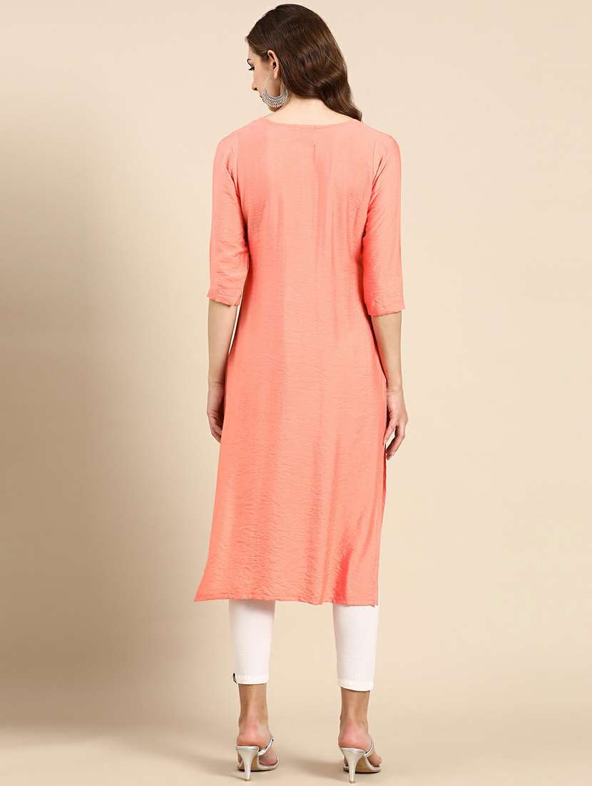 women's straight kurta - 19665078 - Standard Image - 3