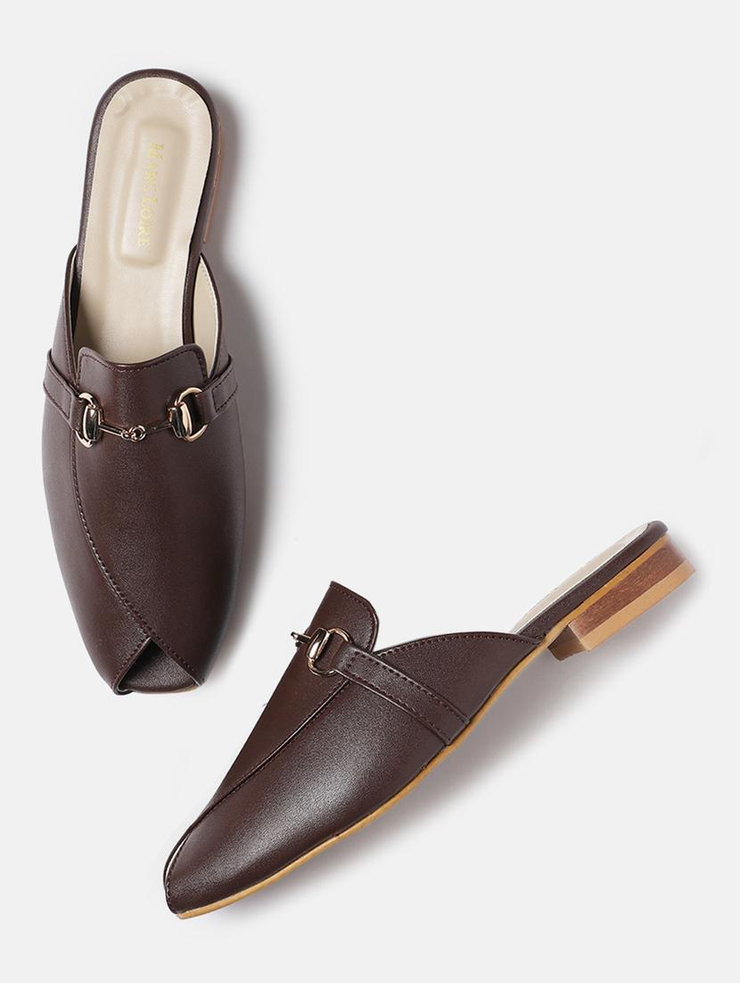brown synthetic slip on sandals - 19665849 - Standard Image - 3