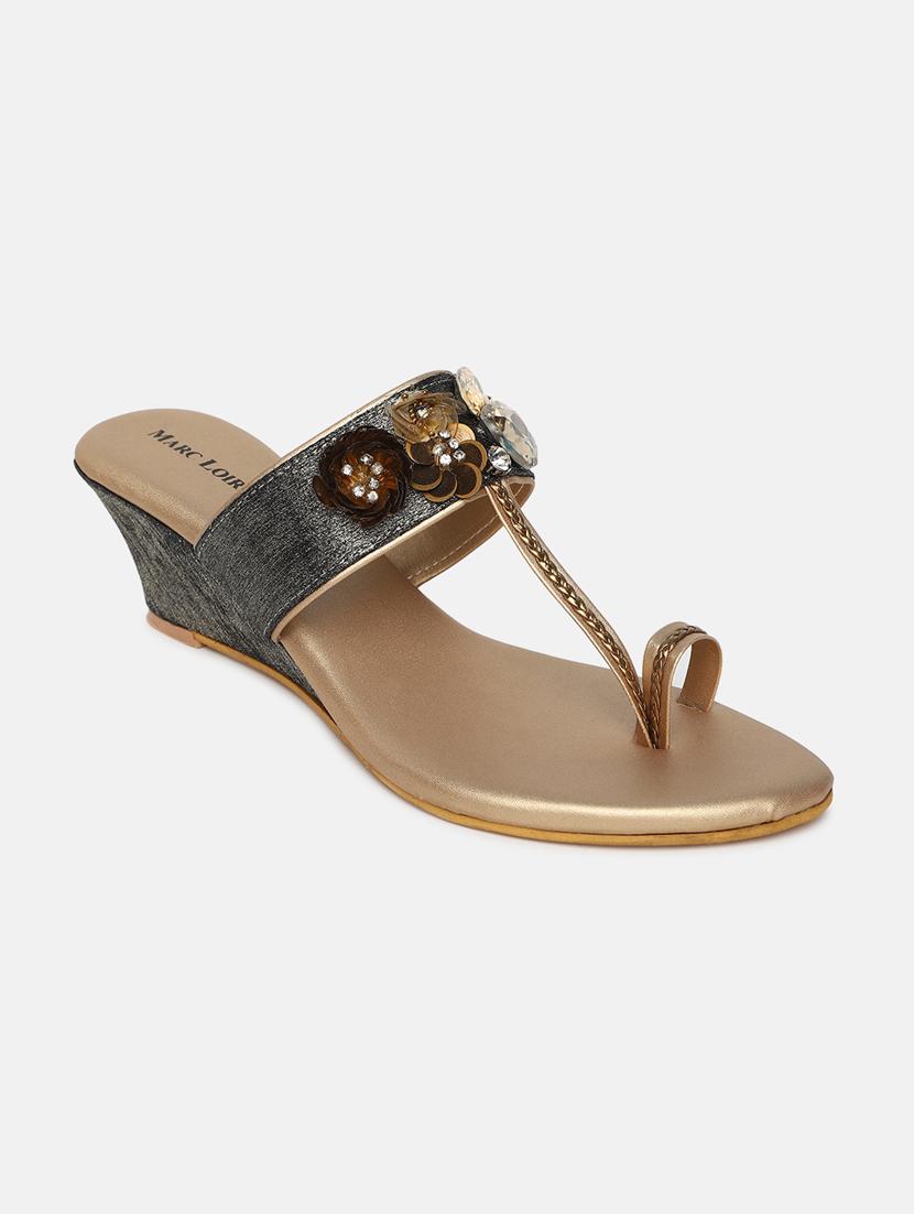 black pu slip on sandals - 19665856 -  Zoom Image - 0
