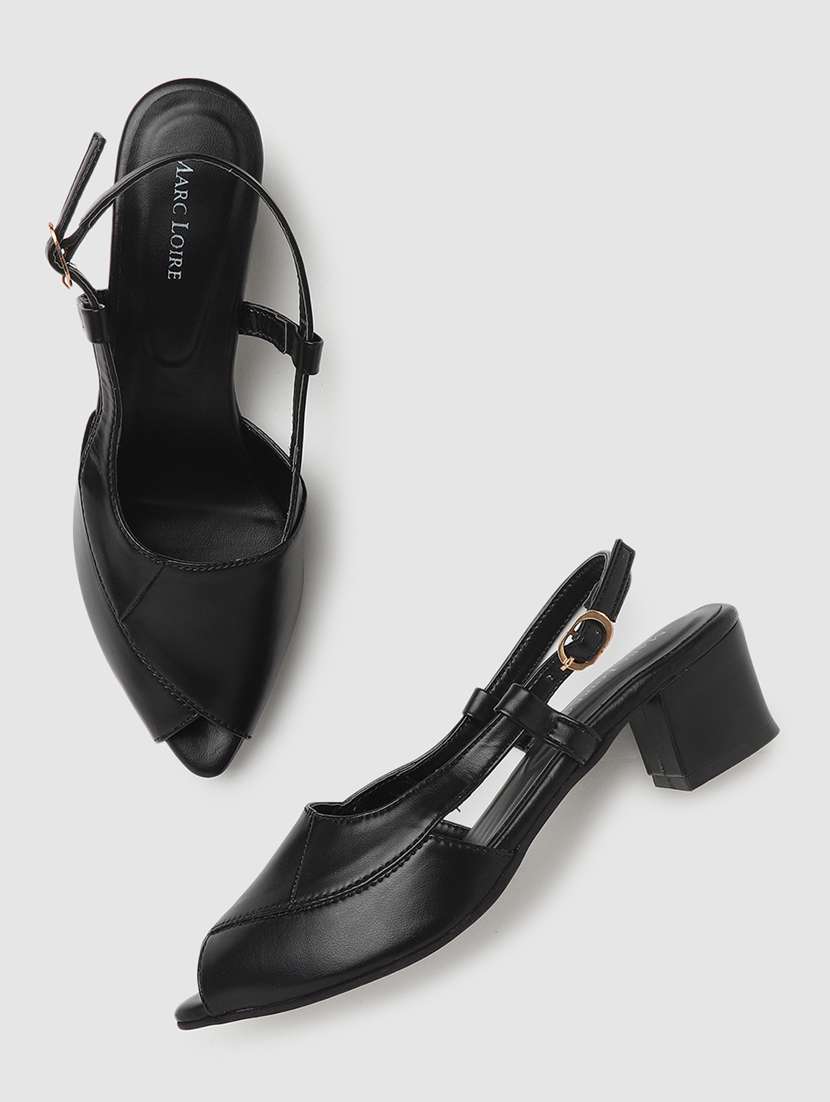 black synthetic back strap sandals - 19665859 -  Standard Image - 3