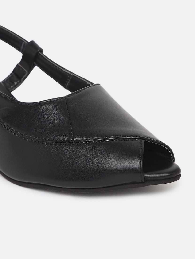 black synthetic back strap sandals - 19665859 -  Standard Image - 5