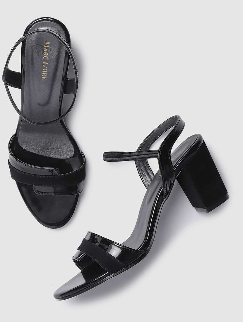 black faux leather back strap sandals - 19665879 - Standard Image - 3