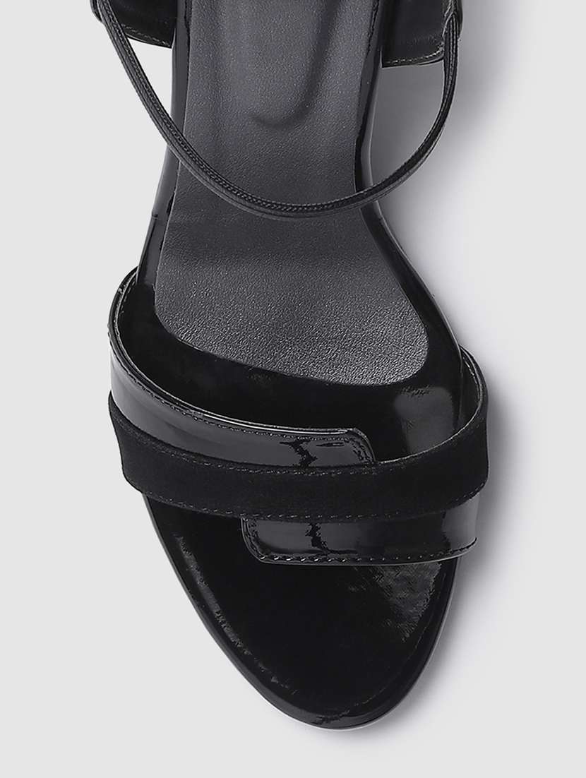 black faux leather back strap sandals - 19665879 - Standard Image - 5