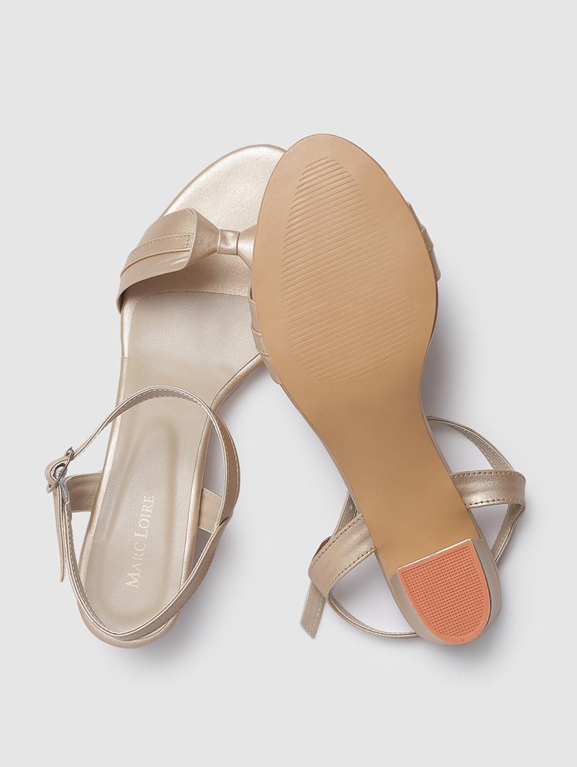 gold faux leather back strap sandals - 19665890 - Standard Image - 3