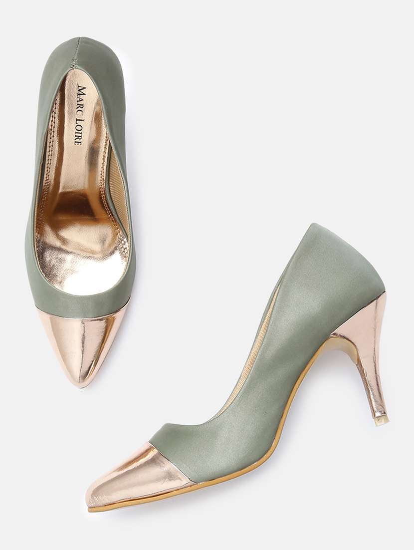 green faux leather slip on pumps - 19665897 -  Standard Image - 3