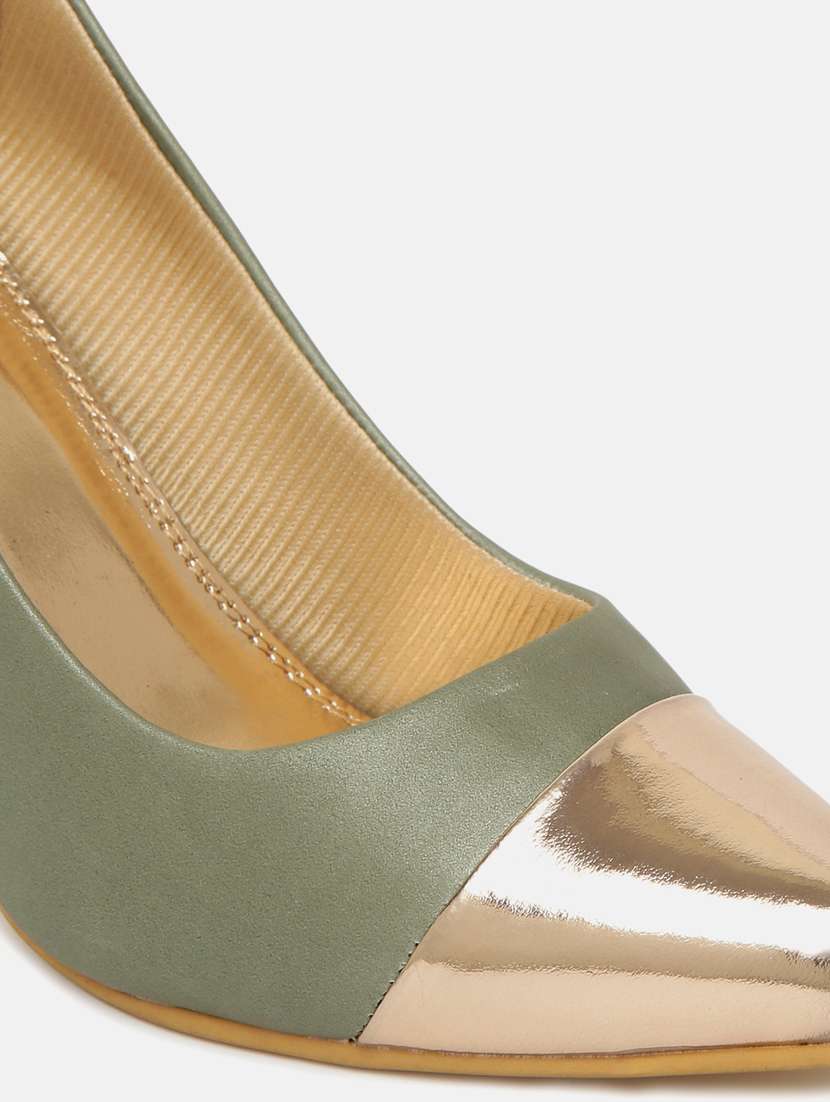 green faux leather slip on pumps - 19665897 -  Standard Image - 5
