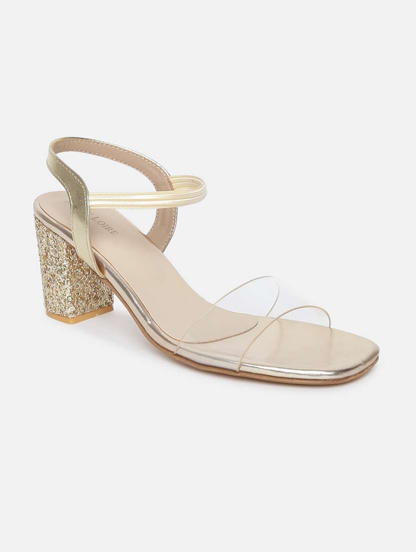 gold pu back strap sandals