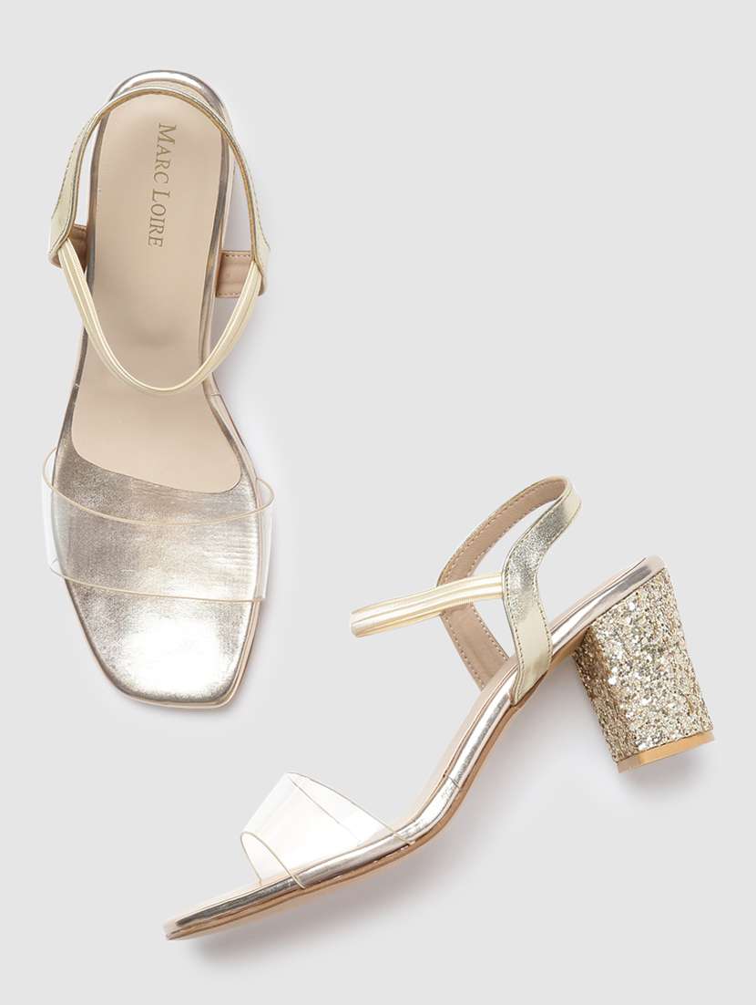 gold pu back strap sandals - 19666046 - Standard Image - 3