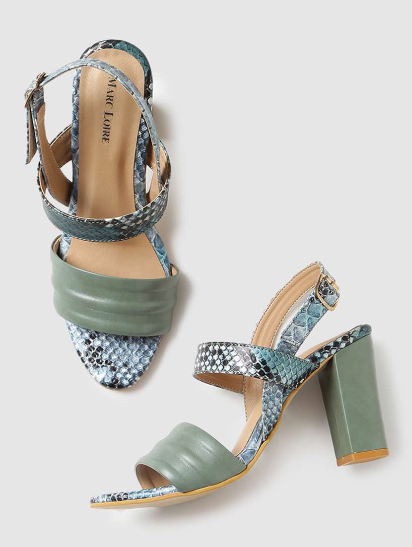 green pu back strap sandals - 19666062 -  Standard Image - 3