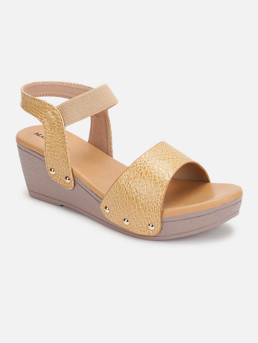 marc loire women beige solid wedge heels