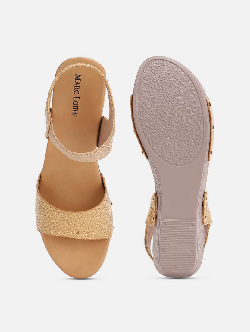 marc loire women beige solid wedge heels - 19666090 - Standard Image - 3