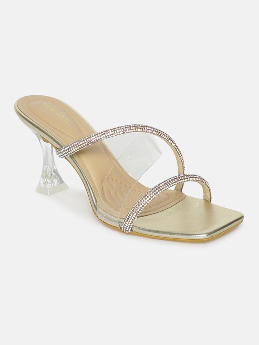 gold pu slip on sandals - 19666370 -  Zoom Image - 0