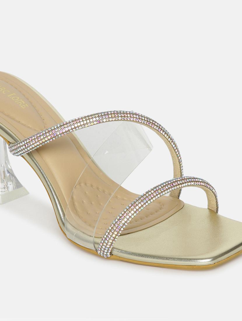 gold pu slip on sandals - 19666370 - Standard Image - 5