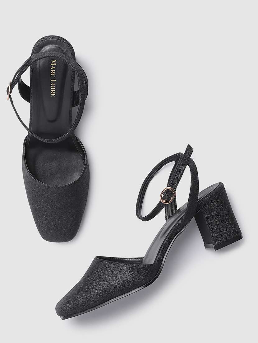 black synthetic back strap sandals - 19666371 -  Standard Image - 3