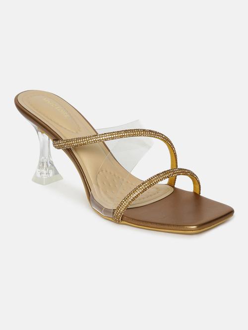 copper pu slip on sandals - 19666372 -  Standard Image - 0