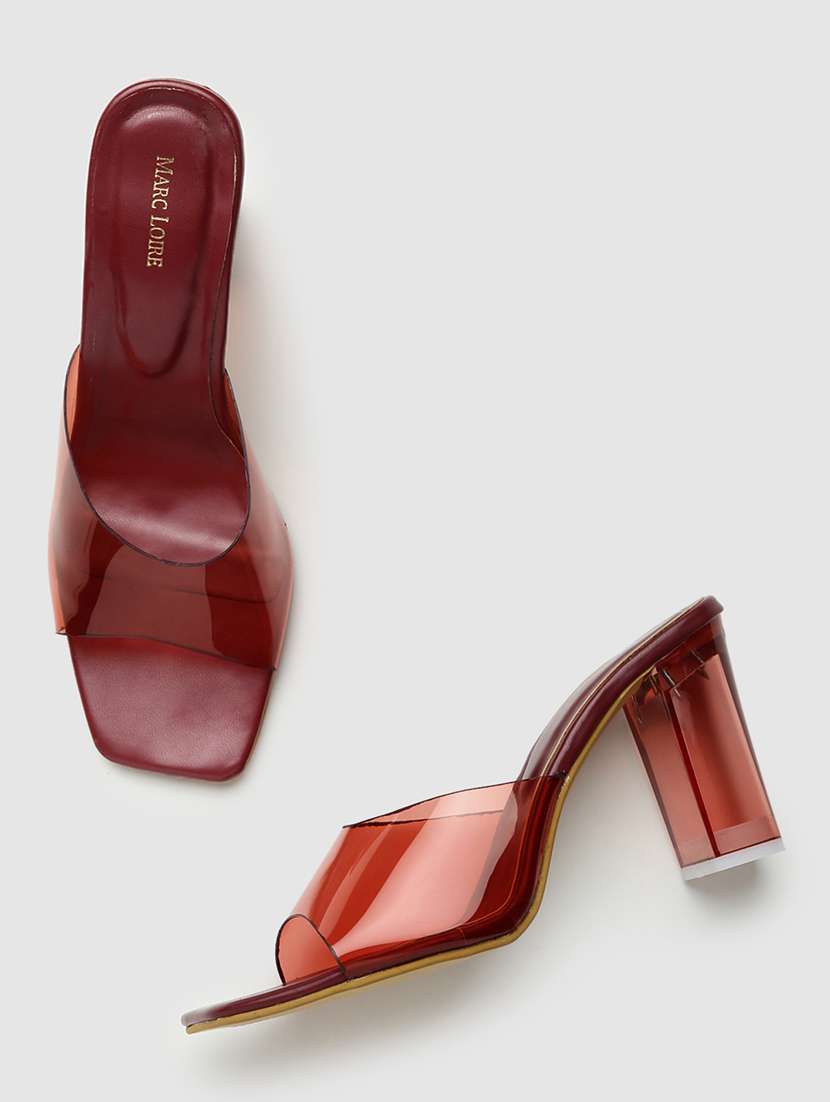 red pu slip on sandals - 19666380 -  Standard Image - 3