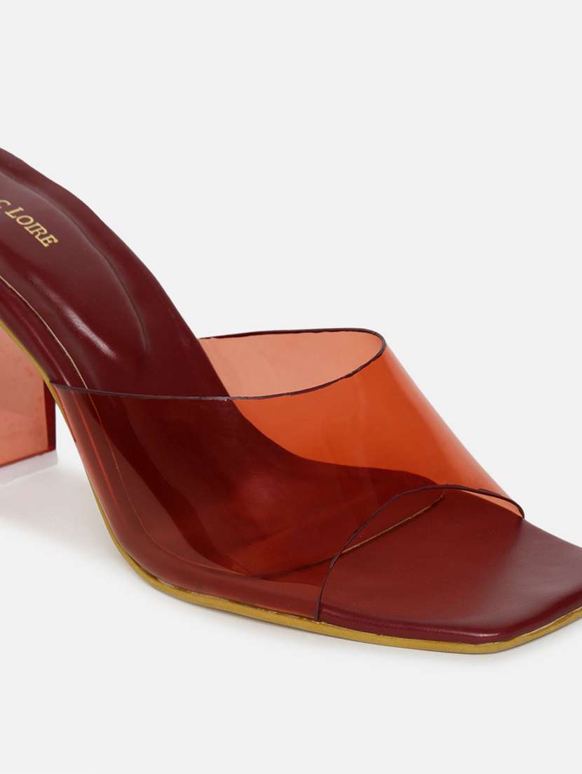 red pu slip on sandals - 19666380 -  Standard Image - 5