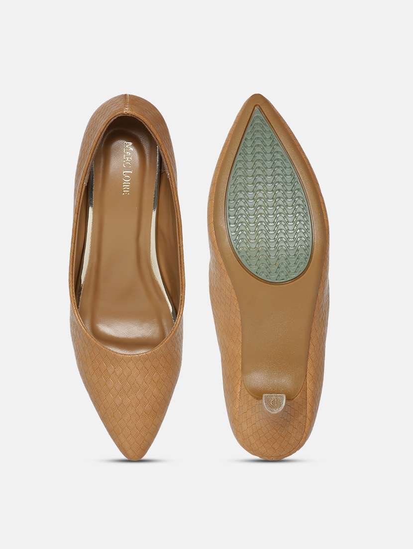 beige pu slip on pumps - 19666408 - Standard Image - 3