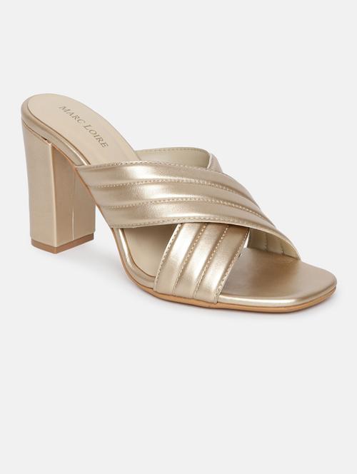 golden slip on sandal - 19666412 - Standard Image - 0