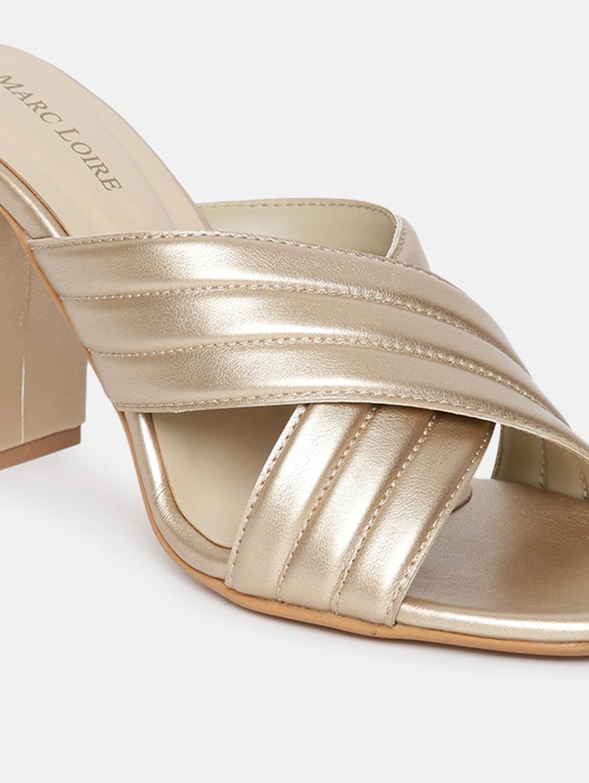 golden slip on sandal - 19666412 - Standard Image - 5