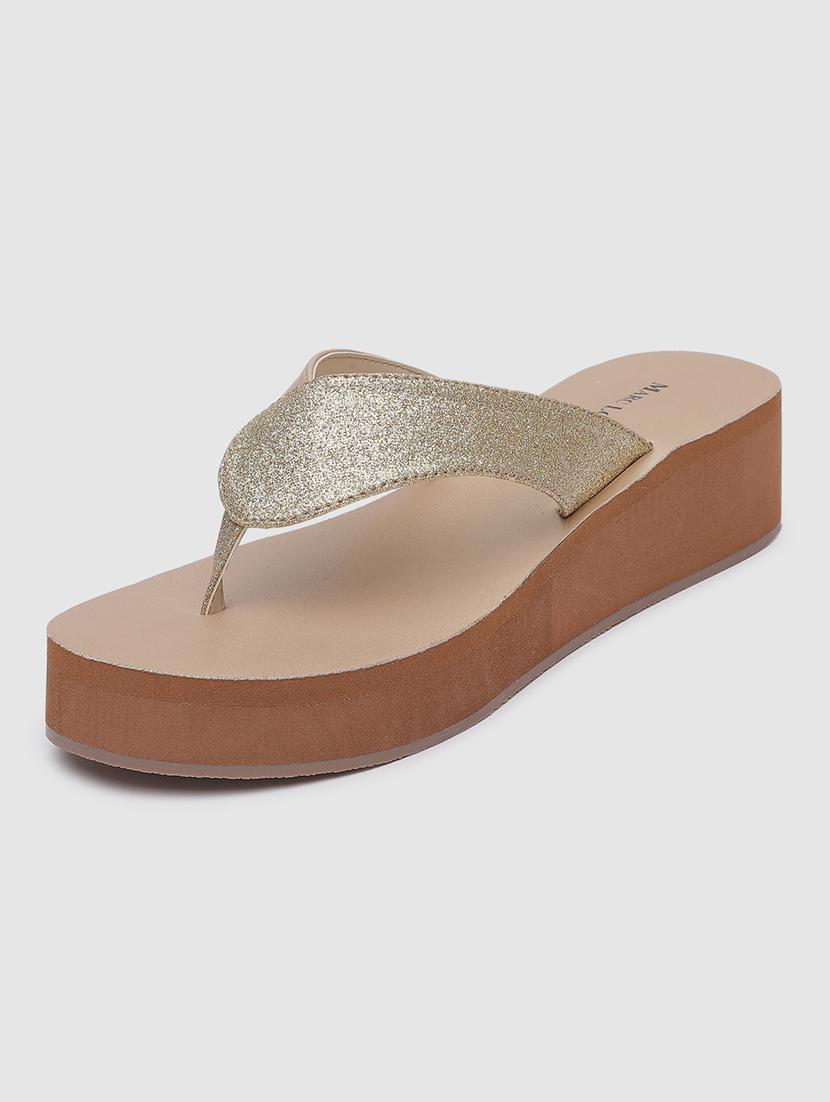 gold t-strap wedge