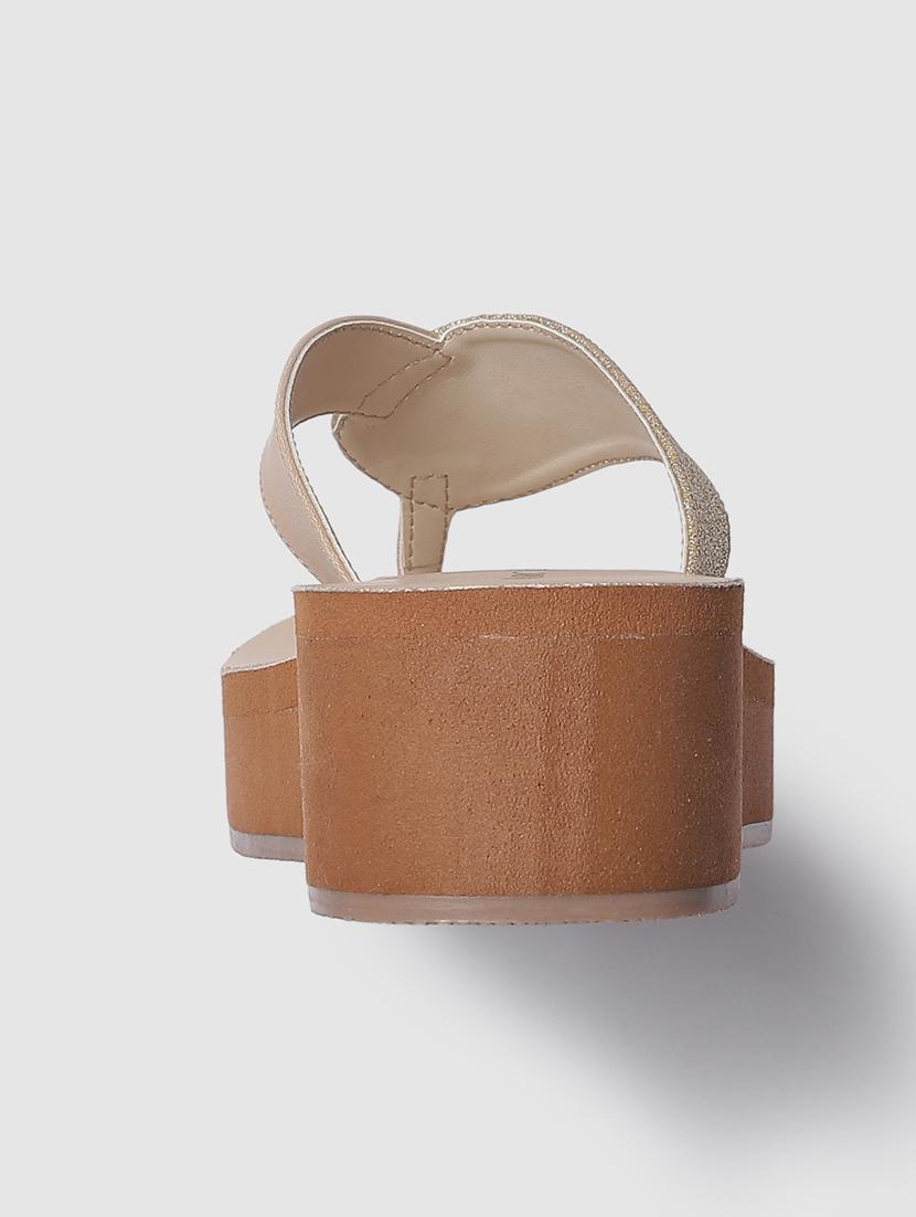 gold t-strap wedge - 19666441 - Standard Image - 3