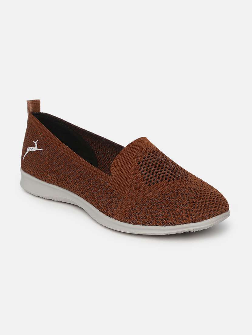 brown fabric slip on casual shoes