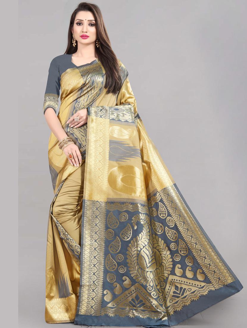 self designed woven saree with blouse - 19666550 -  Zoom Image - 0
