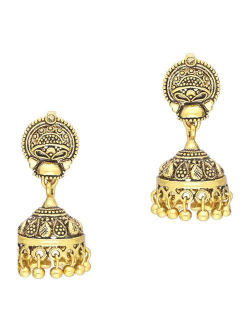 gold brass jhumka earring - 19666985 - Standard Image - 0