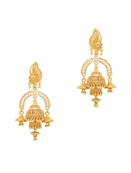 gold brass jhumka earring - 19667053 - Standard Image - 0
