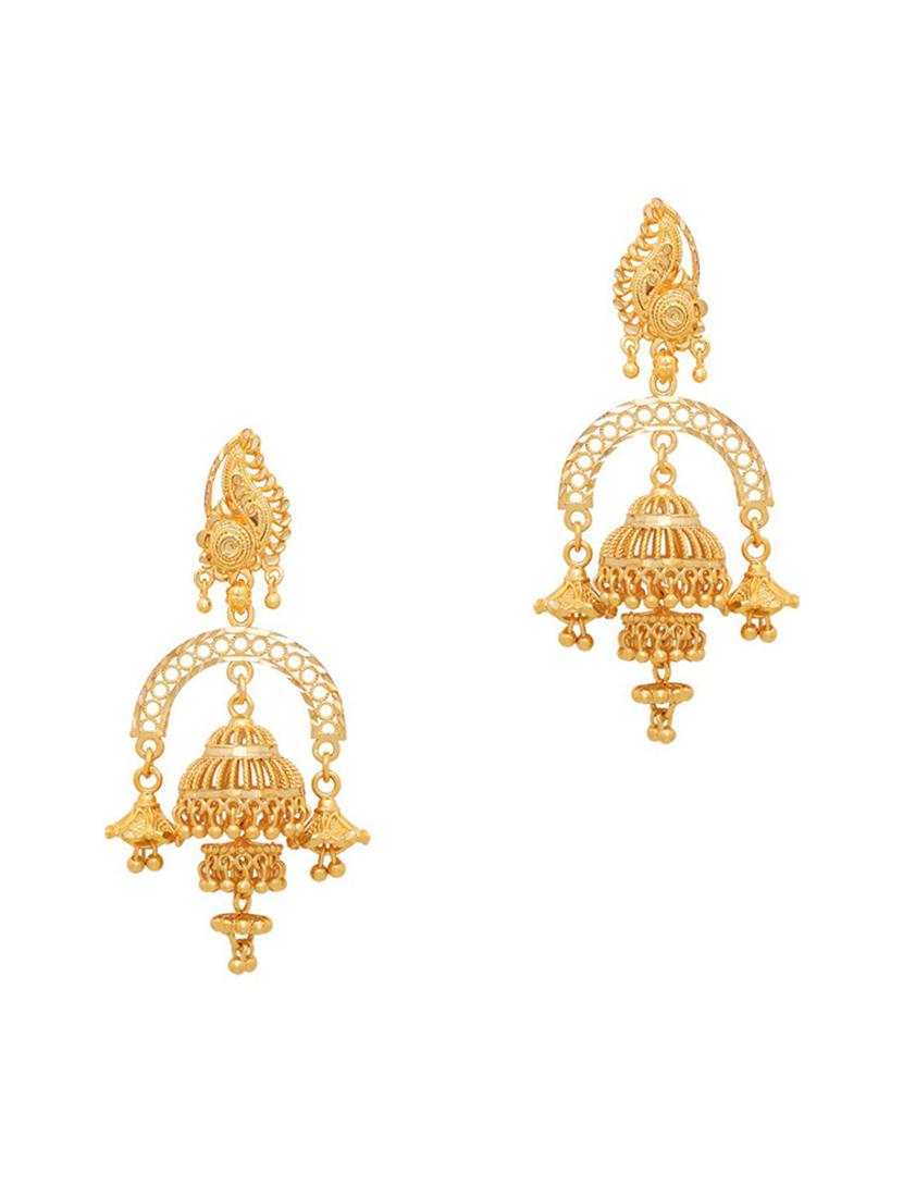 gold brass jhumka earring - 19667053 - Zoom Image - 0