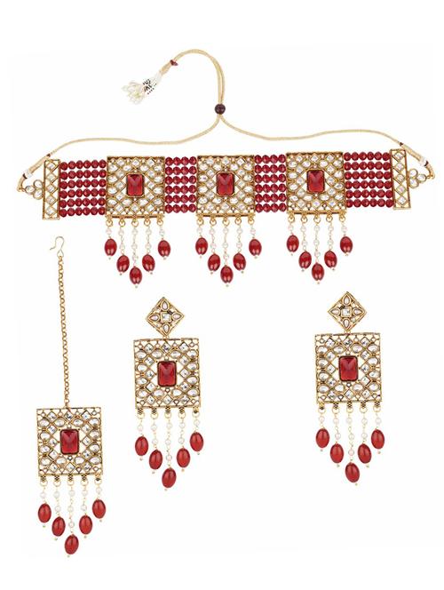 matushri art indian traditional necklace with earrings and maang tikka - 19668250 - Standard Image - 0