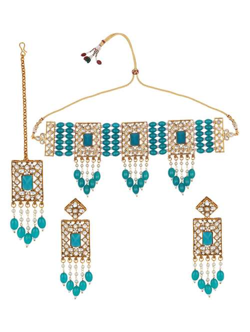 matushri art indian traditional necklace with earrings and maang tikka - 19668577 -  Standard Image - 0